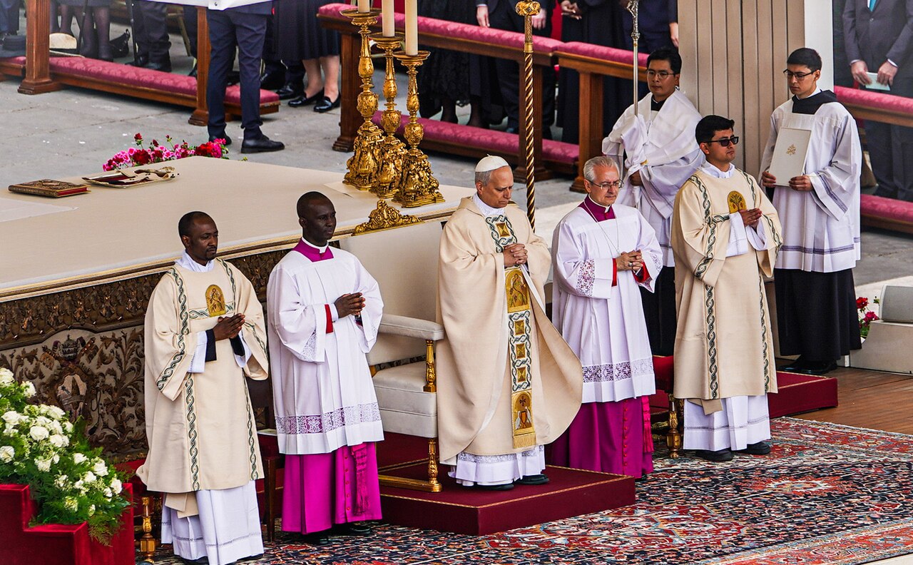 Pope Leo XIV stands at the altar during his inauguration Mass in St Peter’s Square in May 2025
