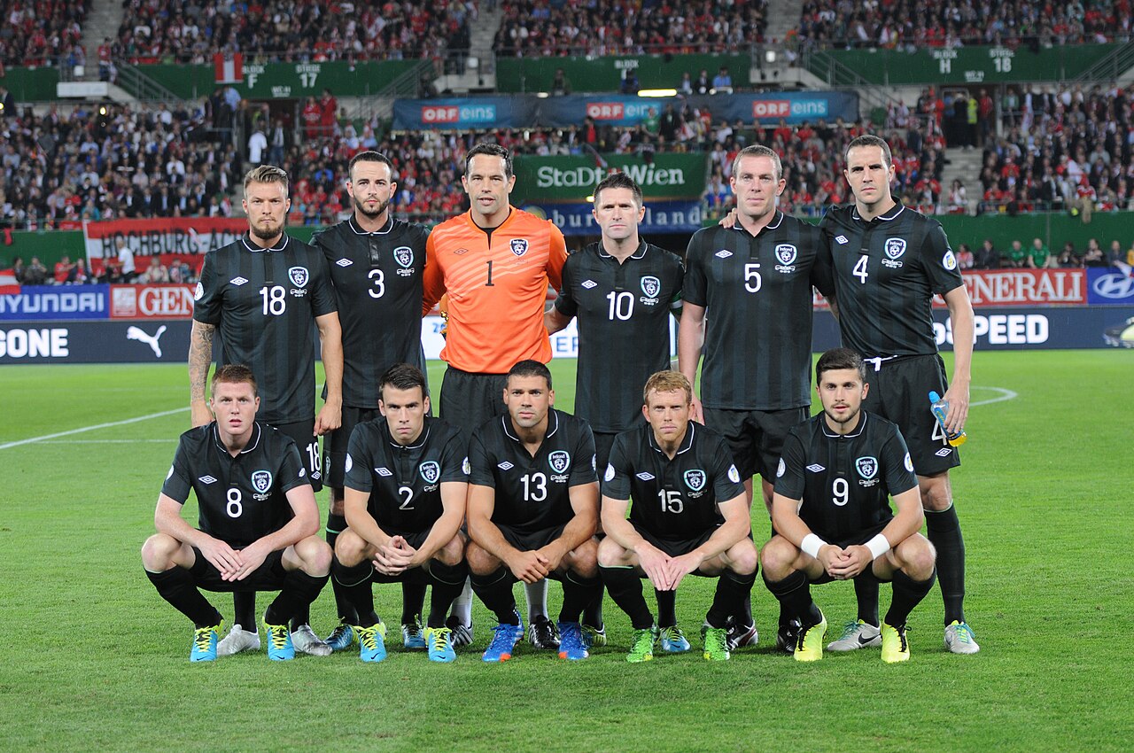 The Republic of Ireland national football team lined up before a match