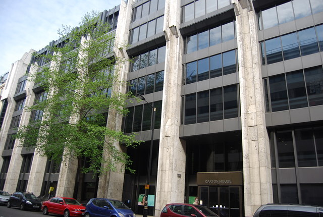 Caxton House in London, the Department for Work and Pensions building whose entrance sign reads “Caxton House”.