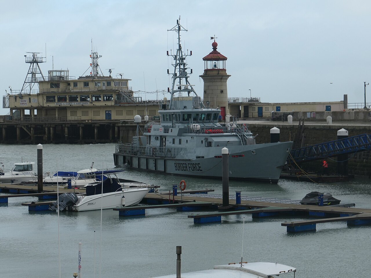 A UK Border Force cutter moored at Ramsgate harbour on the Kent coast