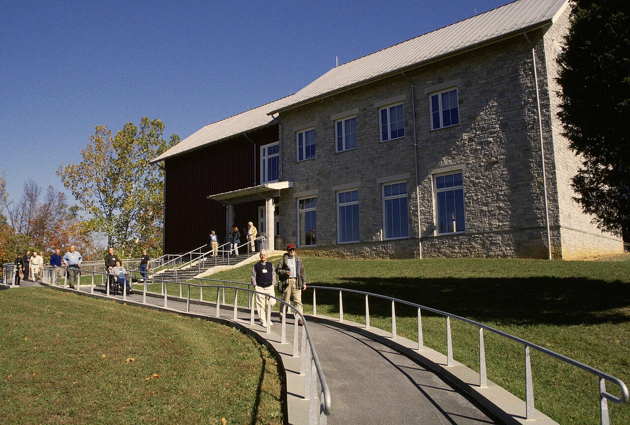 People walking along a sidewalk