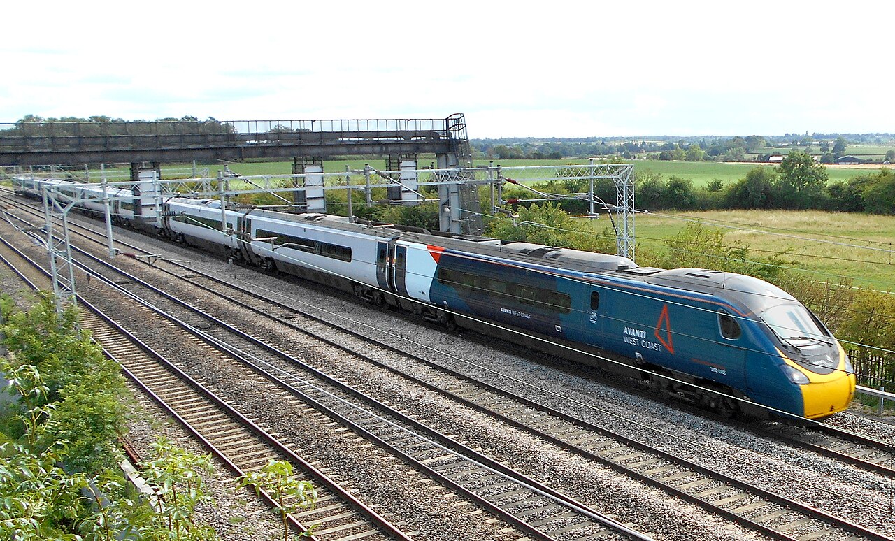 An Avanti West Coast Pendolino train on the West Coast Main Line