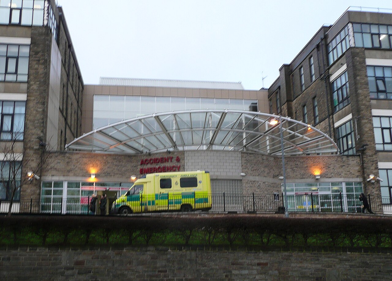 The entrance to an accident and emergency department at an NHS hospital in England
